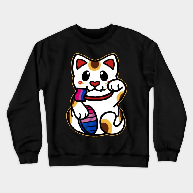 LGBTQ+ Pride Lucky Cat - Bisexual Crewneck Sweatshirt by leashonlife